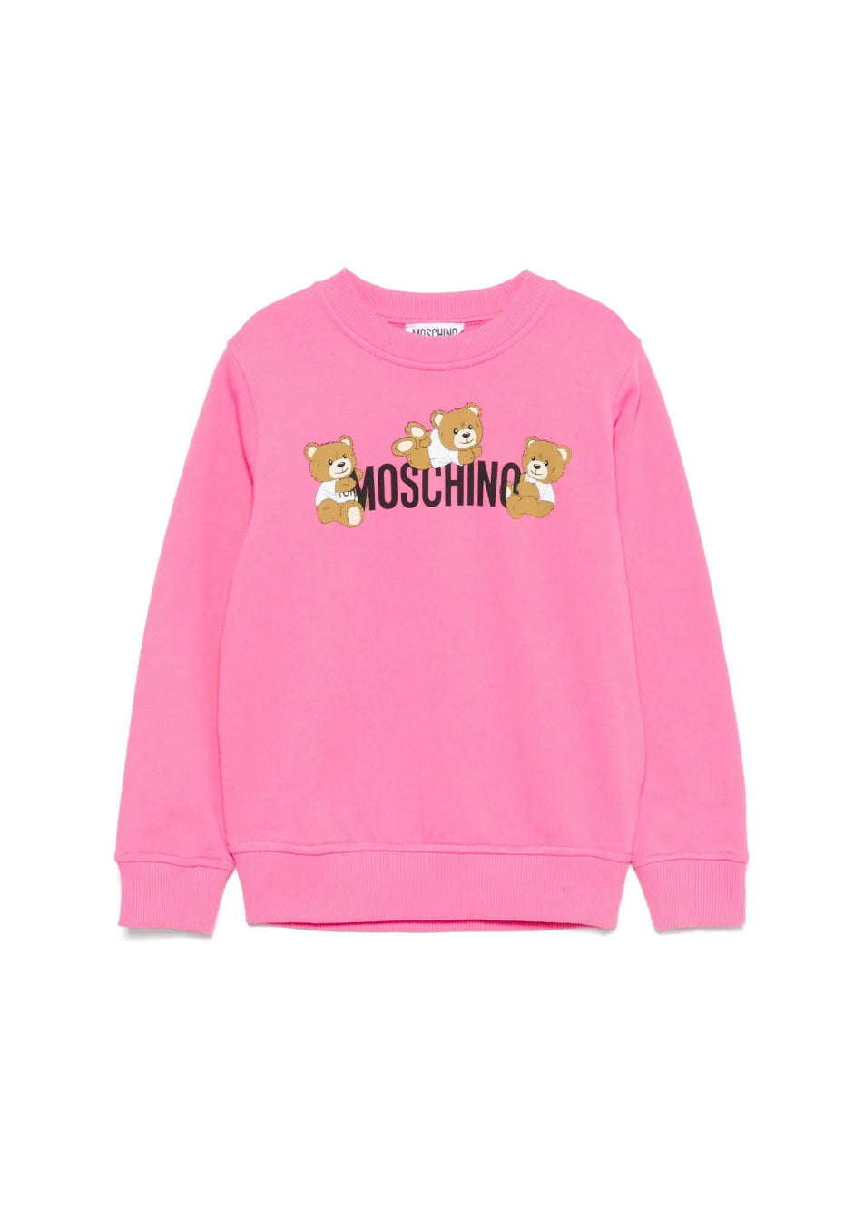 Moschino Kids Felpa Girocollo Fucsia con Stampa per Bambini