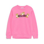 Moschino Kids Felpa Girocollo Fucsia con Stampa per Bambini