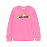 Moschino Kids Felpa Girocollo Fucsia con Stampa per Bambini