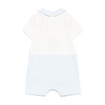 Moschino Kids Tutina a Righe Panna/Azzurro con Ricamo Teddy per Neonati