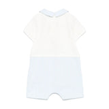 Moschino Kids Tutina a Righe Panna/Azzurro con Ricamo Teddy per Neonati