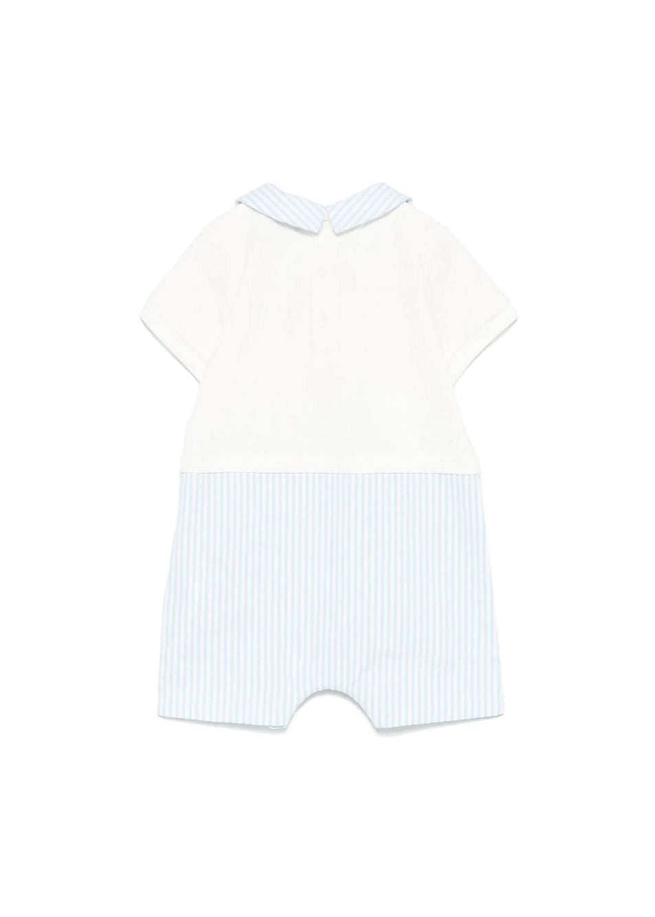 Moschino Kids Tutina a Righe Panna/Azzurro con Ricamo Teddy per Neonati