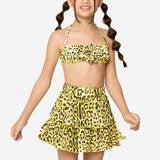 4GIVENESS Yellow Spotted Pattern Skirt Cover Up for Girls