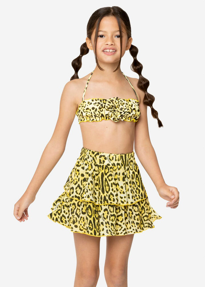 4GIVENESS Yellow Spotted Pattern Skirt Cover Up for Girls