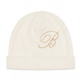 Blumarine Kids Cappello Panna Chiaro con Strass Oro per Neonate