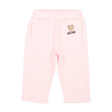 Moschino Kids Pantaloni Rosa in Felpa con Stampa Teddy Bear e Logo per Neonate