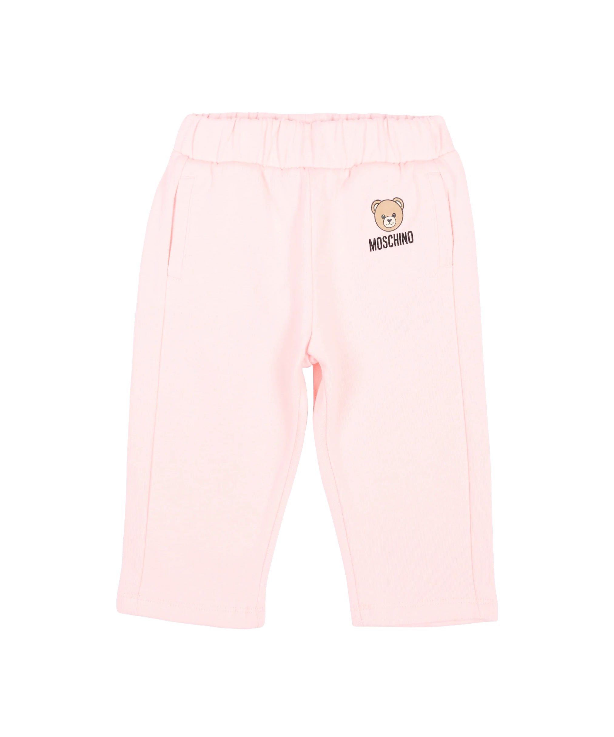 Moschino Kids Pantaloni Rosa in Felpa con Stampa Teddy Bear e Logo per Neonate