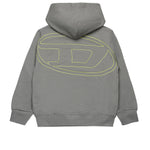 Diesel Kids Felpa Grigia con Cappuccio con Macro D per Bambini
