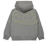 Diesel Kids Felpa Grigia con Cappuccio con Macro D per Bambini