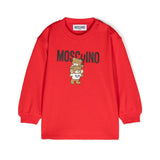 Moschino Kids Abito Lunghe Maniche Rosso con Stampa per Neonate 