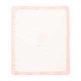 Roberto Cavalli Kids Coperta Bianco e Rosa Leopardato con Logo per Neonate