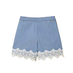 Twinset Kids Shorts Sky Line con Dettagli in Pizzo per Bambine