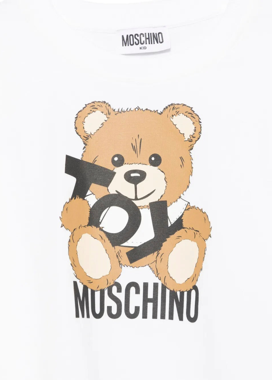 Moschino Kids T-shirt Crop Bianca con Stampa Toy per Bambine