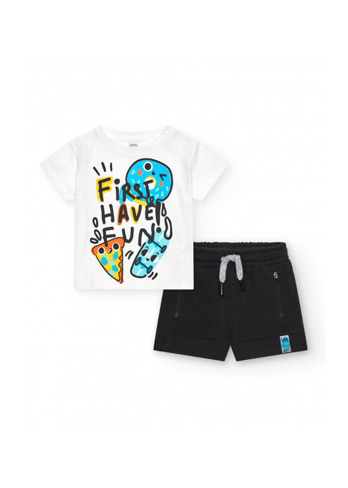 Tuc Tuc T-shirt Bianca con Bermuda per Neonati