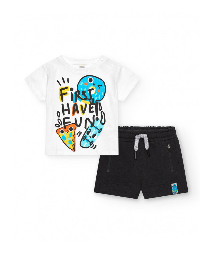 Tuc Tuc T-shirt Bianca con Bermuda per Neonati