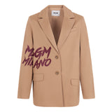 MSGM Kids Giacca Blazer Cammello con Logo per Bambine
