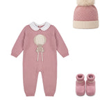 Marlù Tutina+Cappello+Scarpina Marsala e Mandorla per Neonate