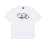 Diesel Kids T-shirt Bianca con Doppia Stampa Logo Unisex per Bambini