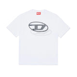 Diesel Kids T-shirt Bianca con Doppia Stampa Logo Unisex per Bambini
