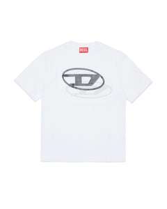 Diesel Kids T-shirt Bianca con Doppia Stampa Logo Unisex per Bambini
