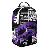 Sprayground Kids Zaino Unisex Think On It Nero e Viola con Stampa Tigre, Shark Mouth e Graffiti