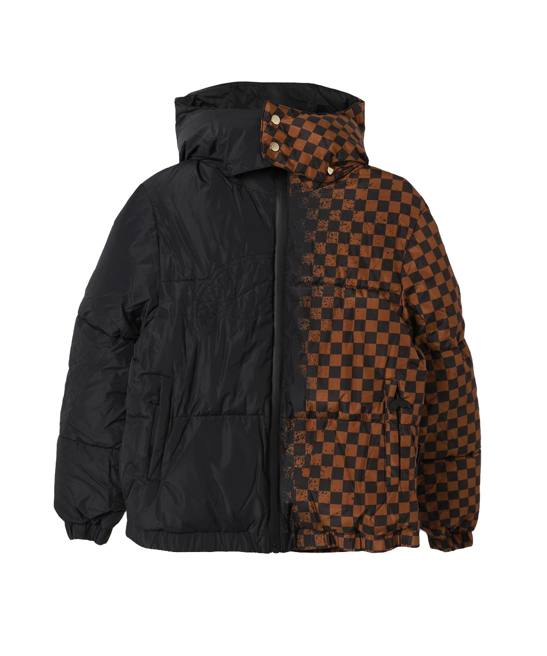 Sprayground Kids Giubbino Fantasia a Scacchi Dissolvenza Nero e Marrone per Bambini