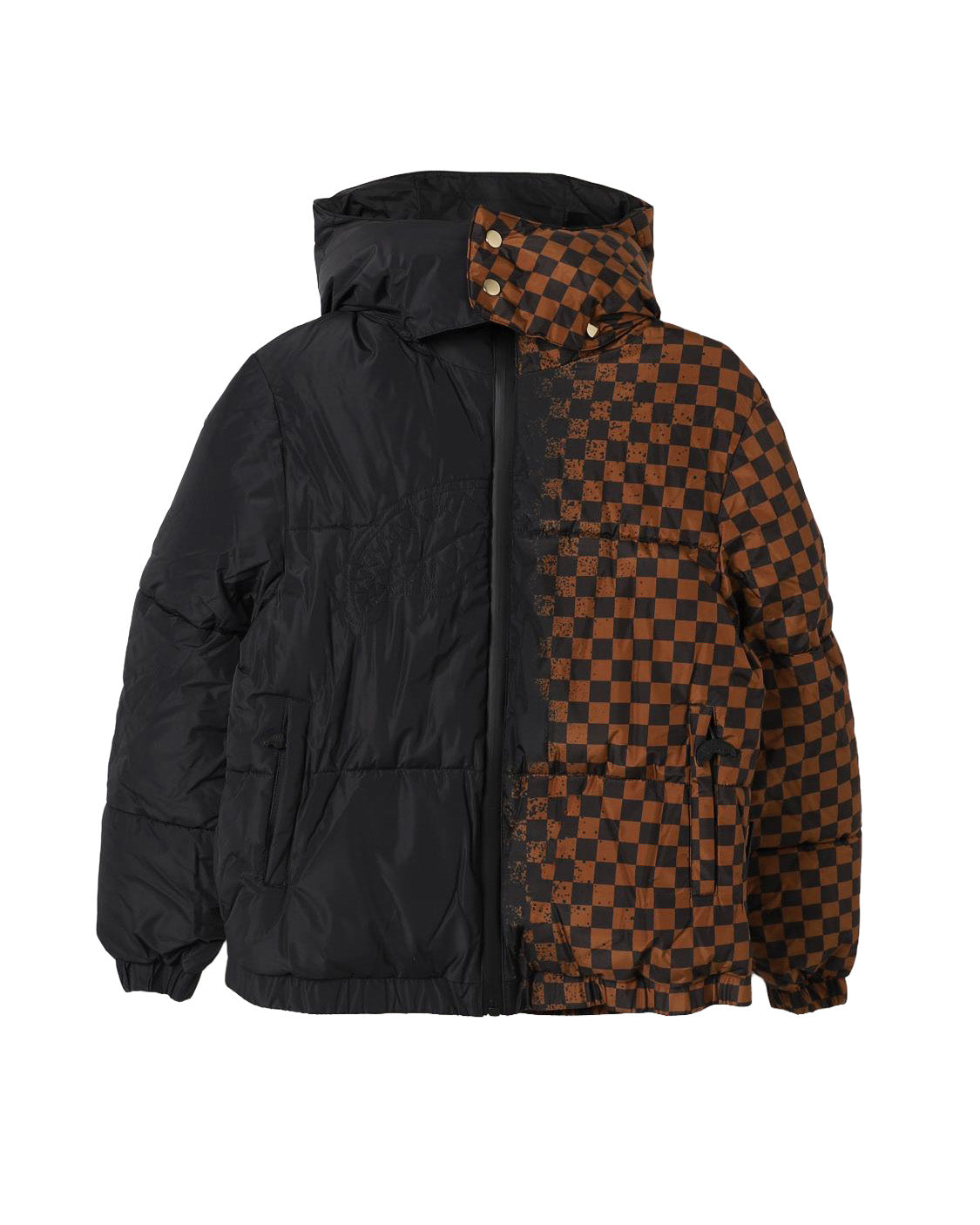 Sprayground Kids Giubbino Fantasia a Scacchi Dissolvenza Nero e Marrone per Bambini
