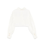 Elisabetta Franchi La Mia Bambina Camicia Panna con Ricamo Fiore per Bambine