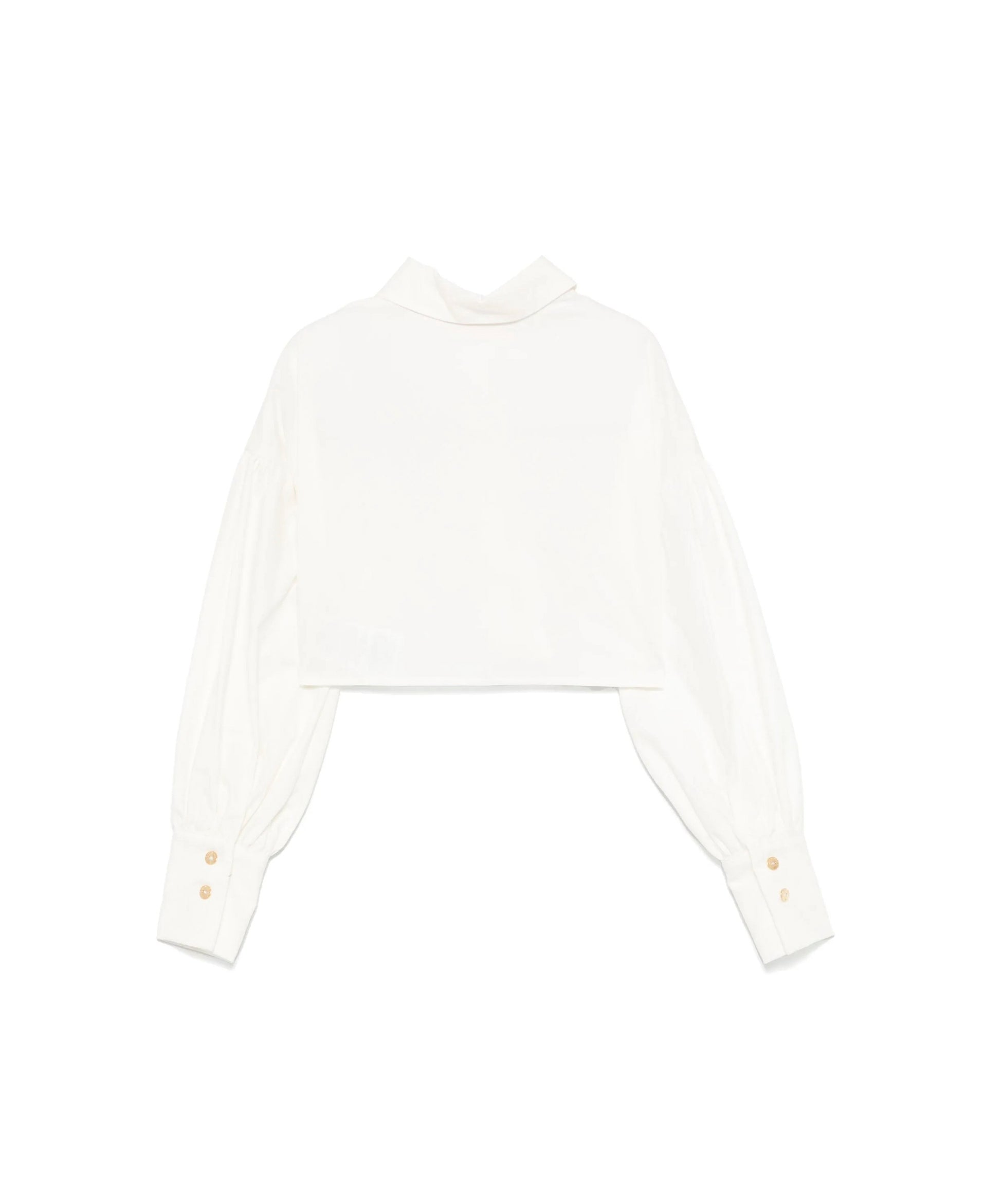 Elisabetta Franchi La Mia Bambina Camicia Panna con Ricamo Fiore per Bambine