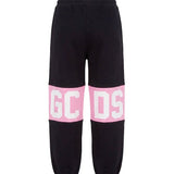 Gcds Kids Pantalone Felpa Nero con Banda Rosa Logata per Bambine