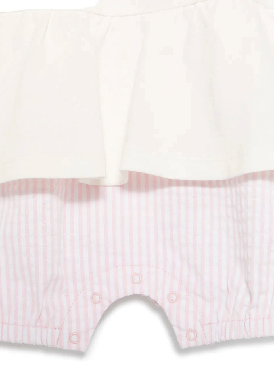 Moschino Kids Tutina a Righe Panna/Rosa con Ricamo Teddy per Neonate