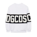 Gcds Kids Felpa Bianco con Banda Logata Nero Unisex