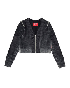 Diesel Kids Cardigan Crop a Costine Nero per Bambine