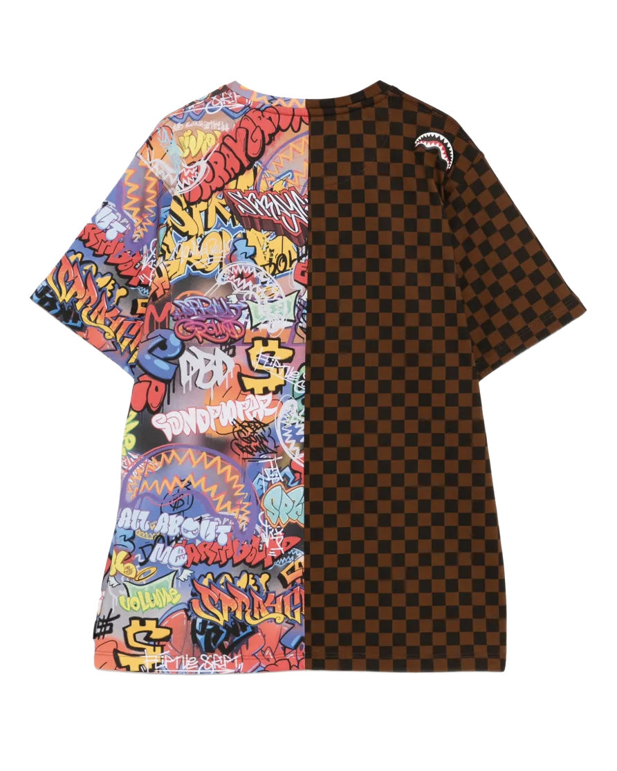 Sprayground Kids T-Shirt Marrone e Multicolor All-Over per Bambini
