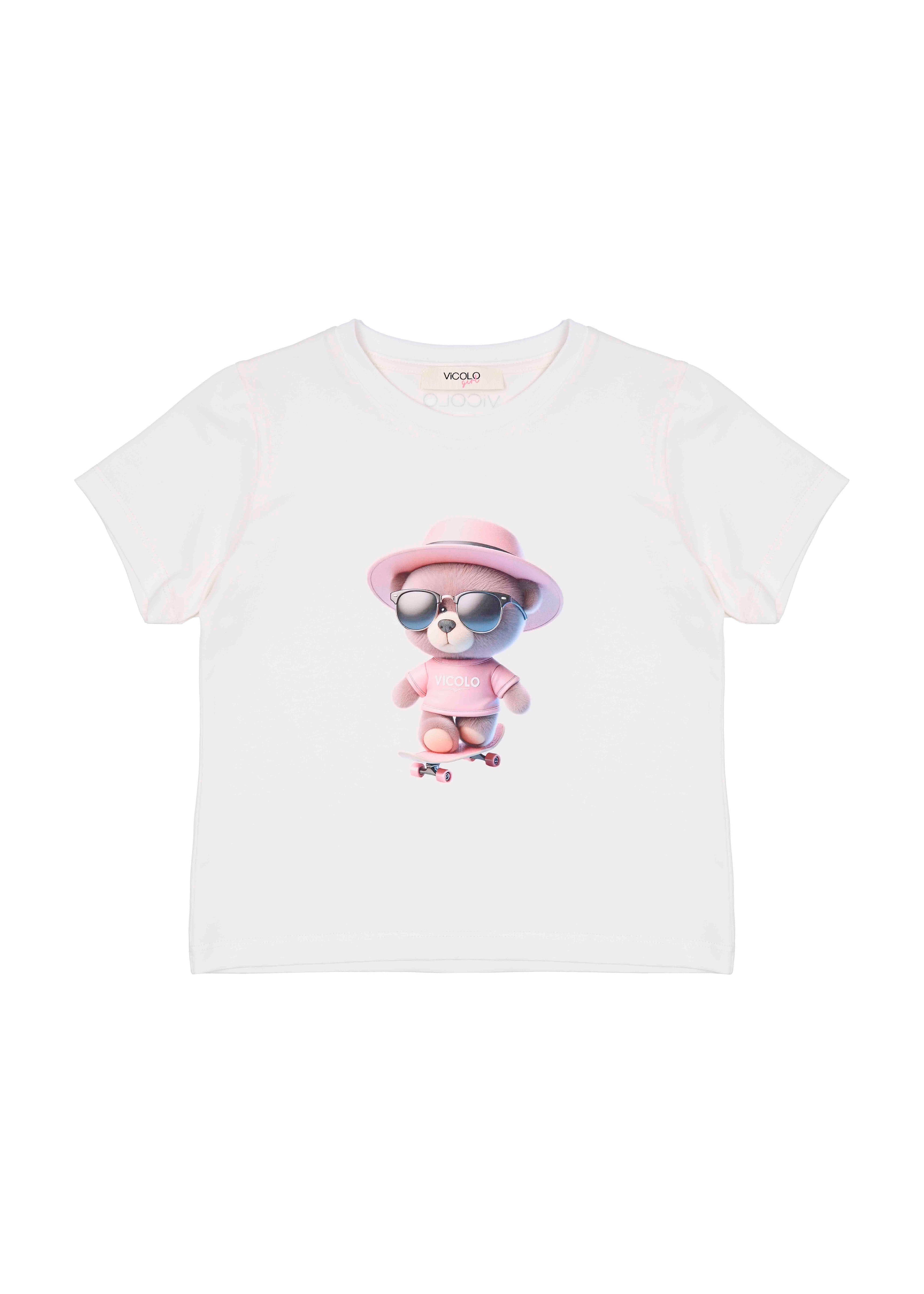 Vicolo Kids T-shirt Panna con Stampa per Bambine
