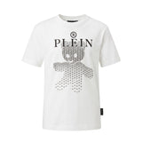 Philipp Plein Kids T-shirt Bianca in Cotone con Stampa Teddy Bear Monogram e Logo per Bambine