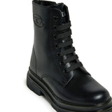 Diesel Kids Anfibio in Pelle Nero con Logo Oval-D per Bambine