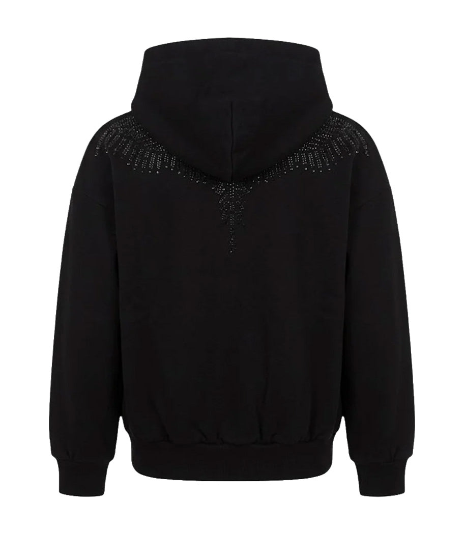Marcelo Burlon County of Milan Kids Felpa Nero con Ali Strass per Bambine