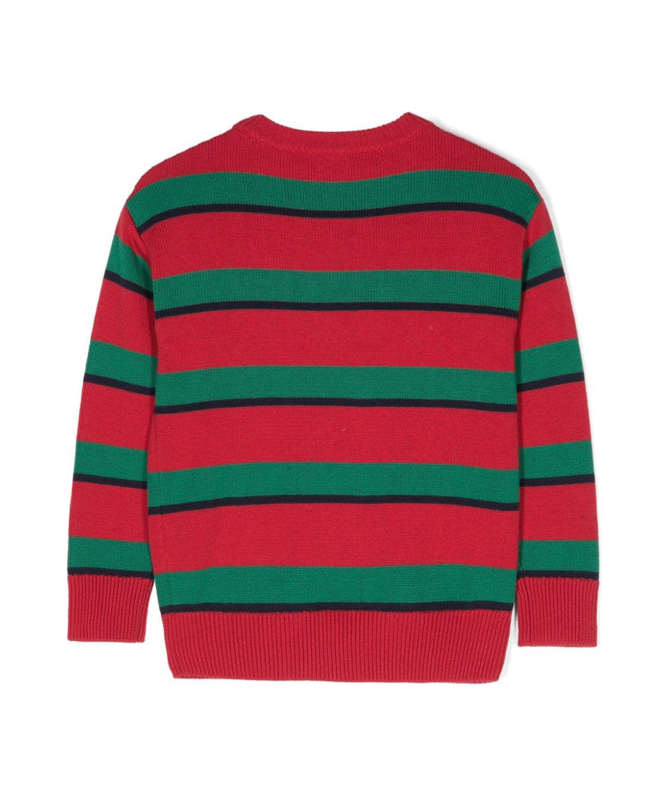 Moschino Kids Maglione Rosso/Verde con Teddy Bear per Bambini (retro)