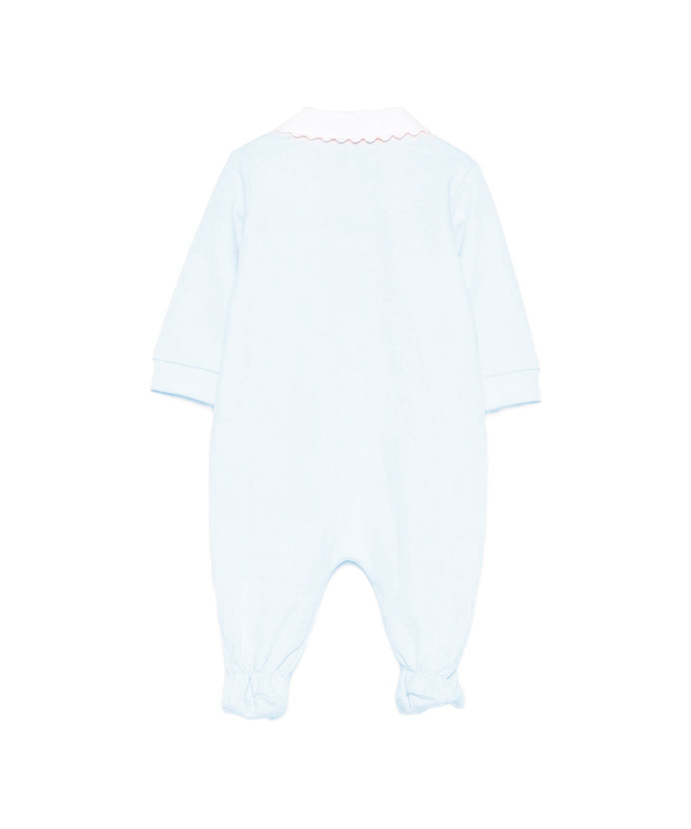 Moschino Kids Tutina Celeste con Logo per Neonati