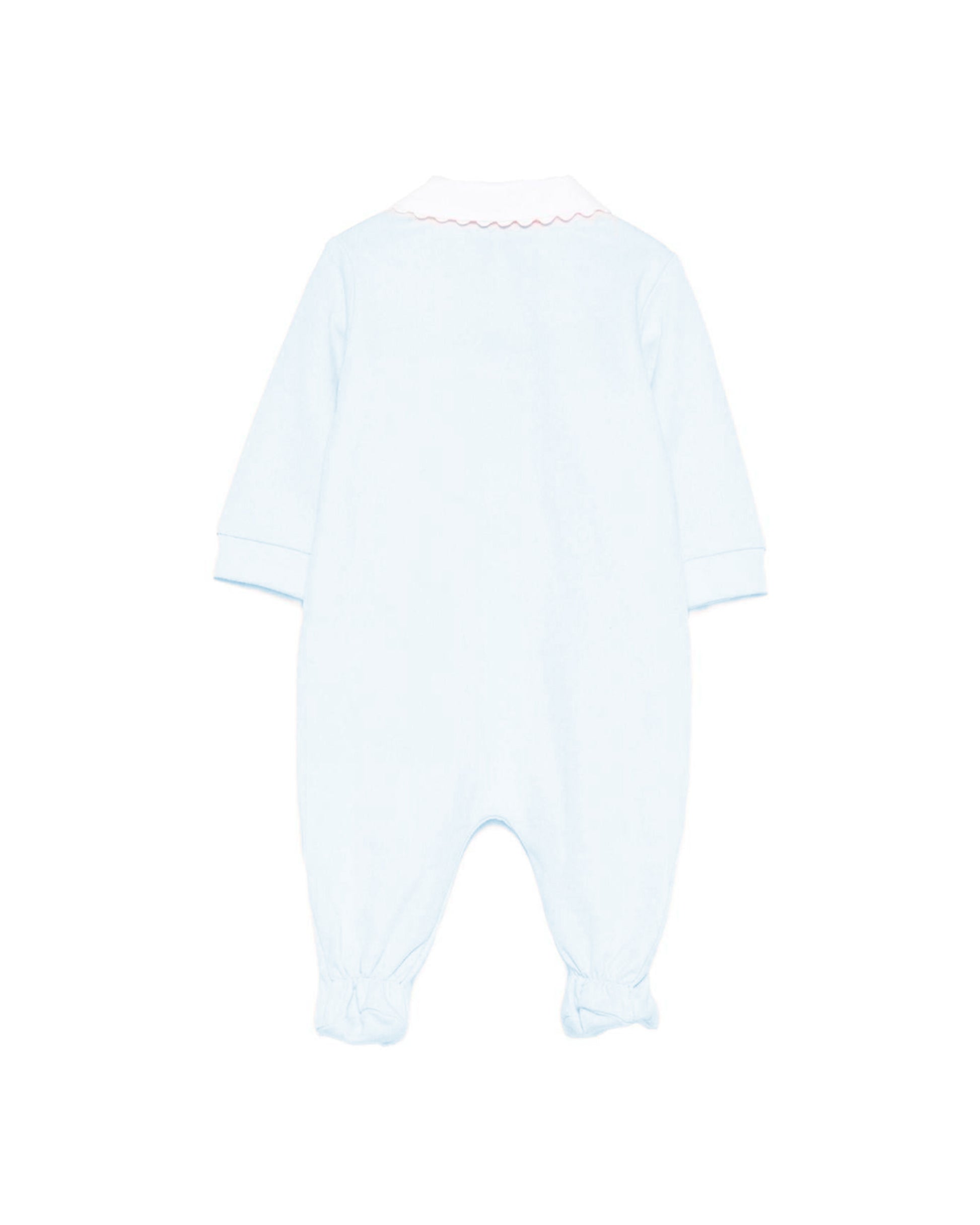 Moschino Kids Tutina Celeste con Logo per Neonati