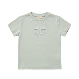 Elisabetta Franchi La Mia Bambina T-Shirt Verde Salvia in Cotone con Logo Ricamato Tono su Tono per Neonate