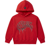 Philipp Plein Kids Felpa Unisex con Cappuccio Rossa con Logo Strass e Stella per Bambini