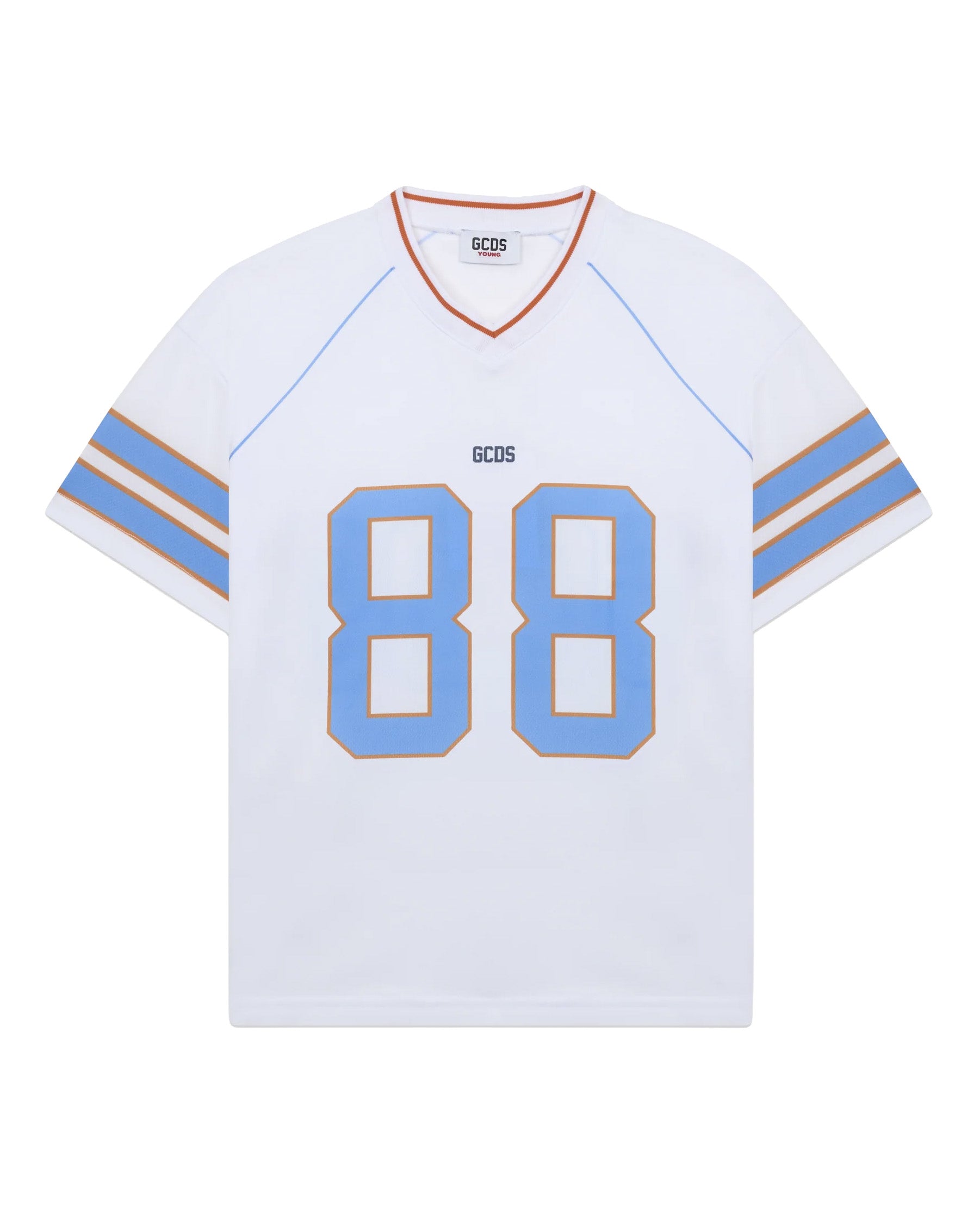 Gcds Kids T-Shirt Bianco e Blu con Logo per Bambini