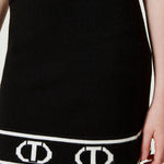 Twinset Kids Gonna Nera in Maglia con Logo Jacquard per Bambine (dettaglio)