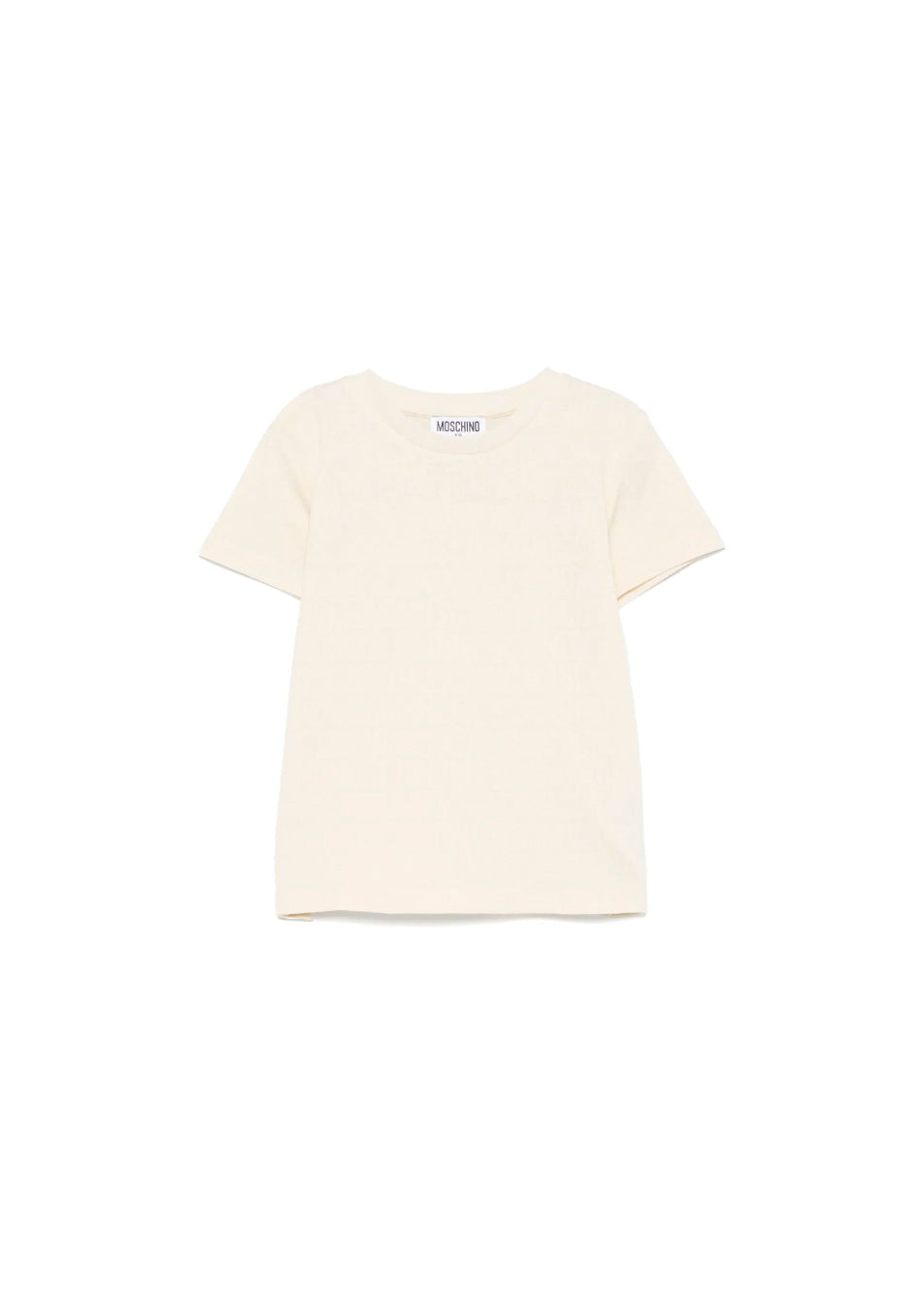Moschino Kids T-shirt Crema con Logo Jacquard per Neonati