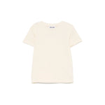 Moschino Kids T-shirt Crema con Logo Jacquard per Neonati