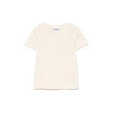 Moschino Kids T-shirt Crema con Logo Jacquard per Neonati