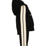 Palm Angels Kids Felpa Crop Nero con Cappuccio e Bande con Logo per Bambine