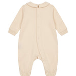 Moschino Kids Tutina Intera Beige in Cotone Unisex con Teddy Bear e Logo per Neonati